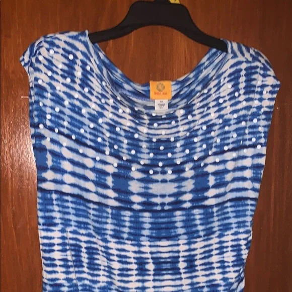 Ruby Rd. Blue Ruched Blouse - Picture 3 of 10